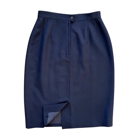 Vintage Mr Jax High-Waisted Navy Knee-Length Wool Lined Pencil Skirt Fits Size 8 - Picture 10 of 11